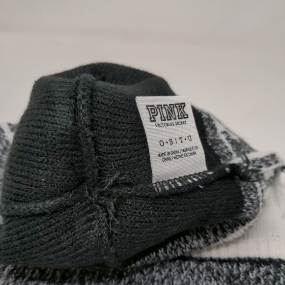 PINK Victoria's Secret Beanie Hat Multicolor One Size Knitted Pom Pom Acrylic - Picture 8 of 10